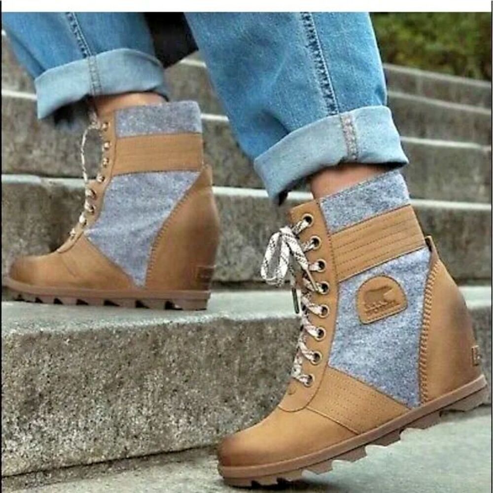 Sorel Waterproof Wedge Boot, Camel Brown Lexie, Women's Size 9, New! Retail $270